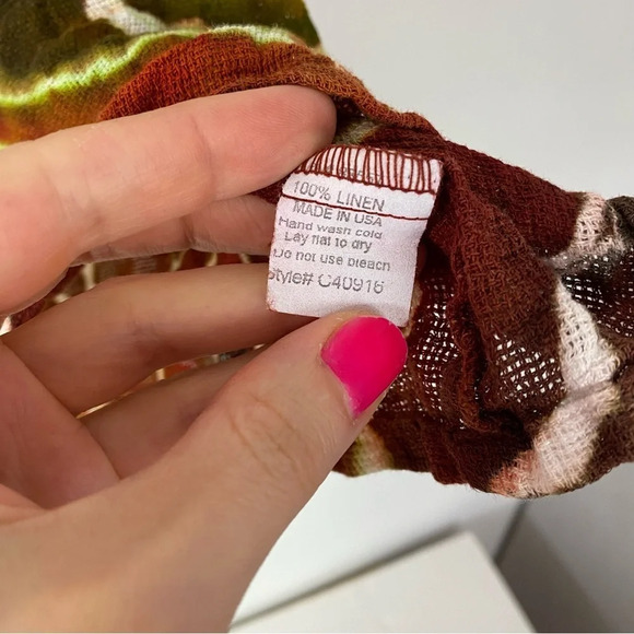 Handmade Tie Dye Dress Womens Size Small Tunic Swim Cover Up Linen Geode Green - Picture 9 of 12